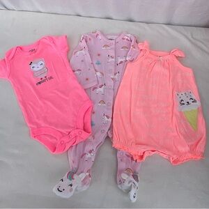 Carter's Pink and Purple Bodysuits Soft Cotton One Pieces